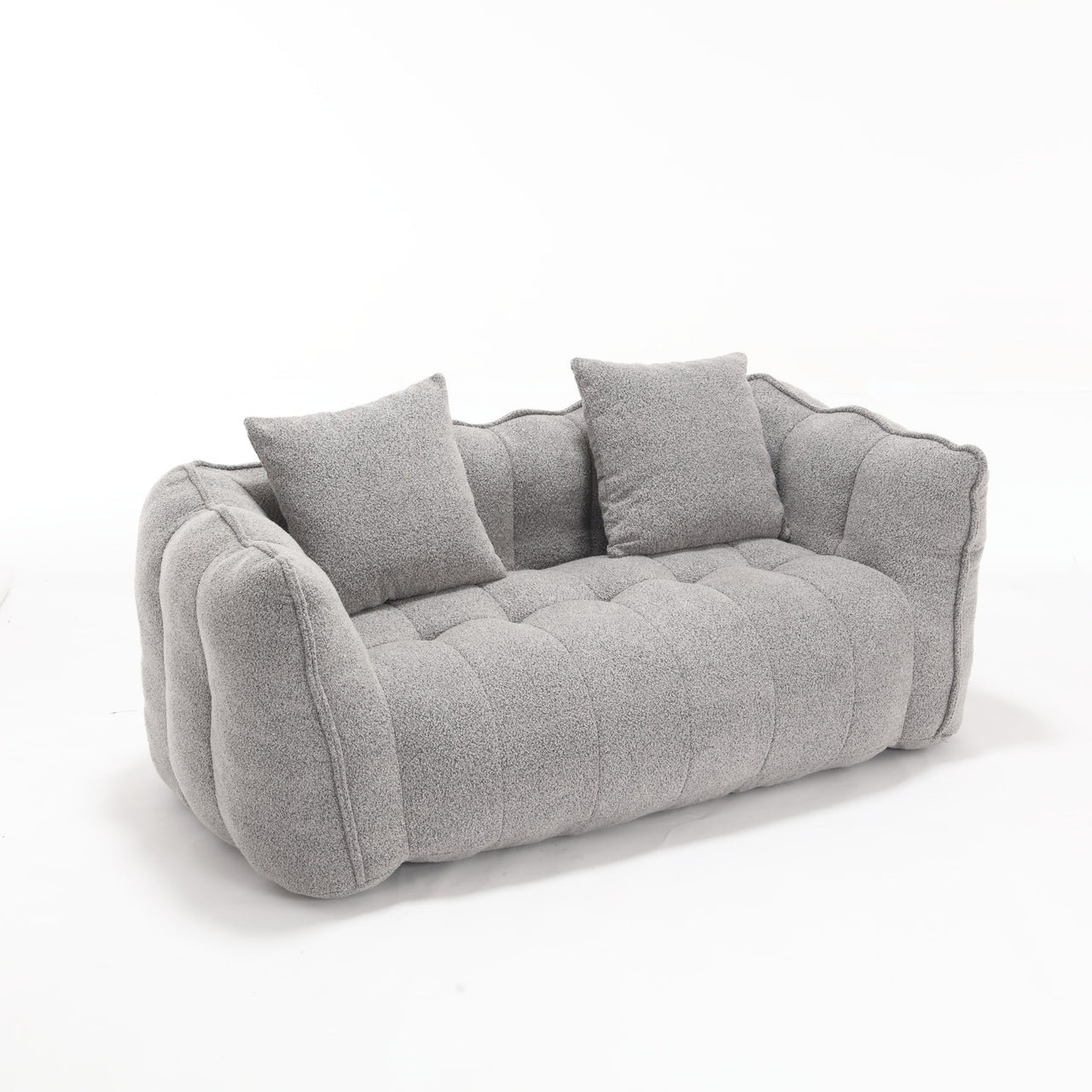 Cozy Beanbag Chair with High Resilience Foam Core for Two - Grey Chenille, 66x35x25 inches