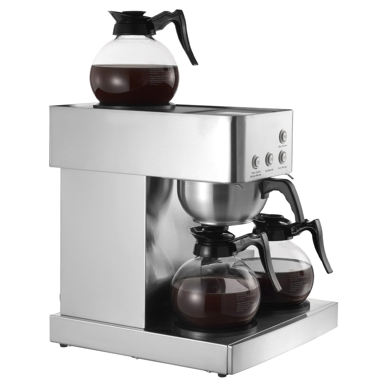 Commercial Drip Coffee Maker, 12 Cups Coffee-Maker Machine with 4 Glass Carafes and 4 Decanter Warmer Plates, Stainless Steel Drip Style Coffee Brewer, for Restaurant, Office, Coffee Shop & Home