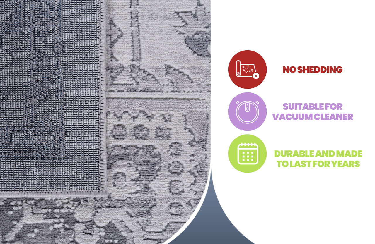 NAAR MARFI Collection 2X8 Silver / Oriental Runner Rug