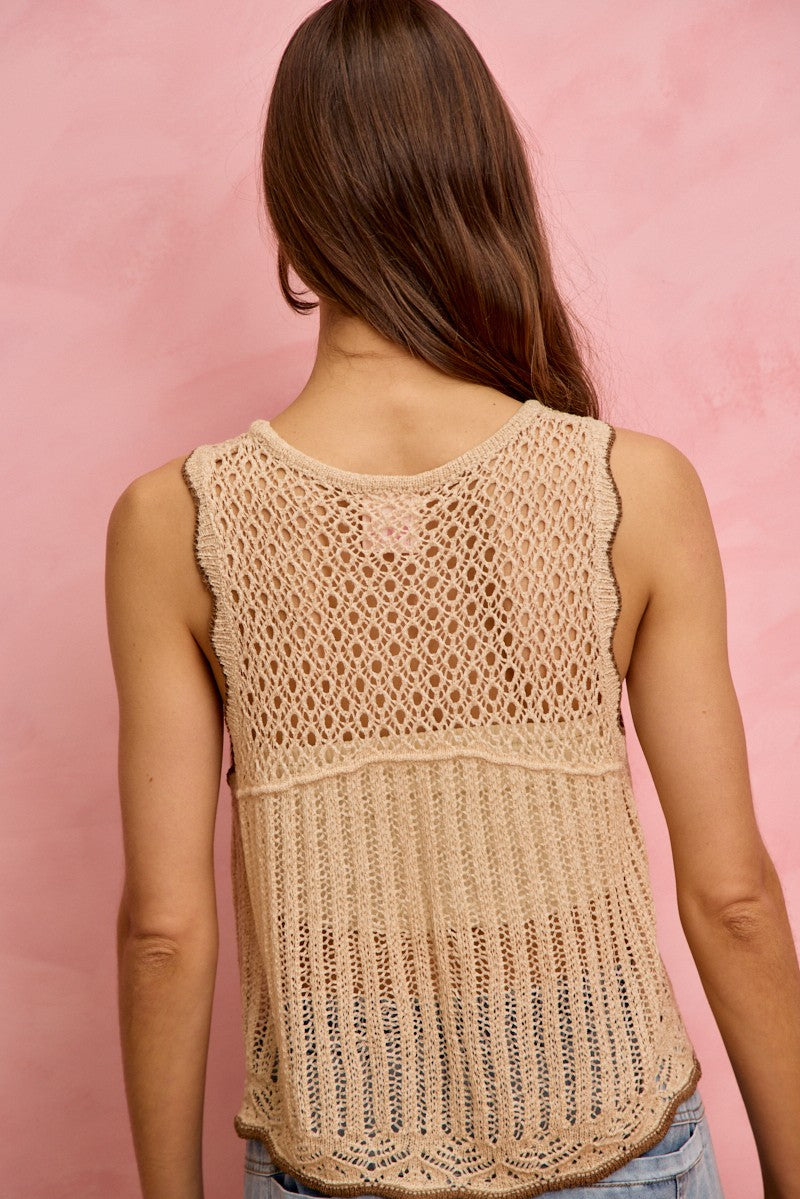 SO ME Crochet Lace Light Weight Sweater Vest