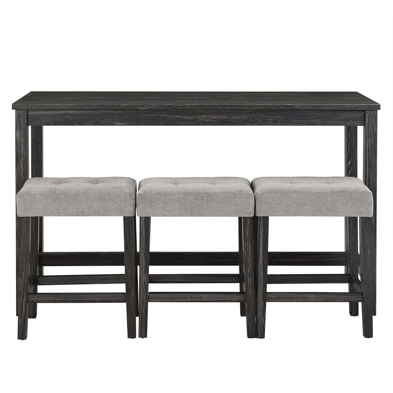 Bar Table Set with Power Outlet, Bar Table and Chairs Set, 4 Piece Dining Table Set, Industrial Breakfast Table Set, for Living Room, Dining Room, Game Room