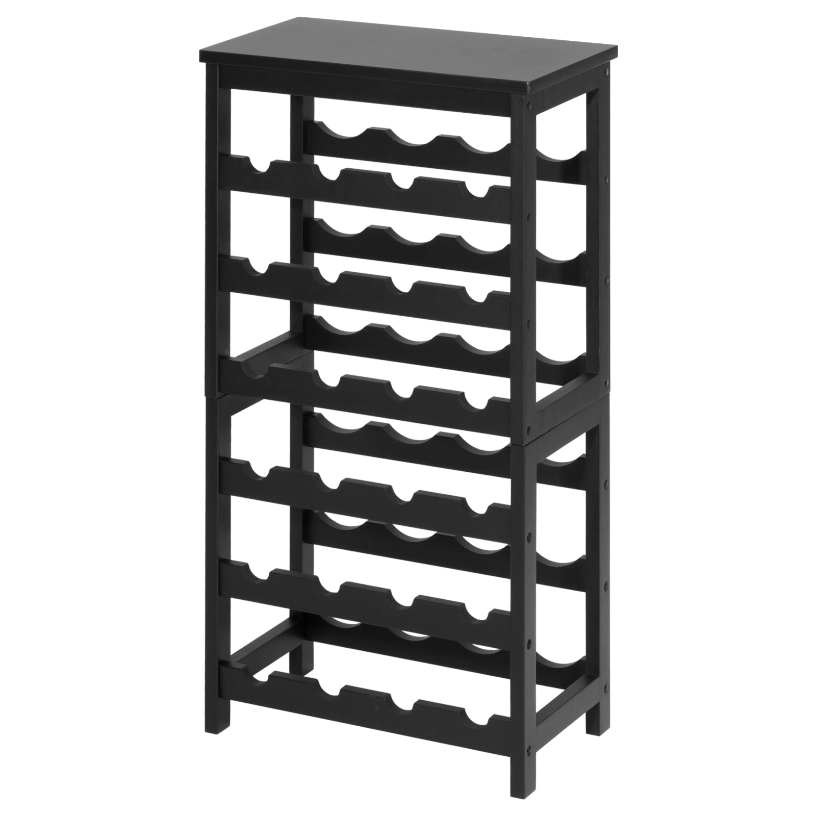 24 Bottle Detachable Wine Rack, 6-Tier Wine Bottle Holder, Freestanding Floor Display Wine Storage Shelves with Table Top, For Kitchen,Cellar,Bar,Dining Room,Living Room, Black
