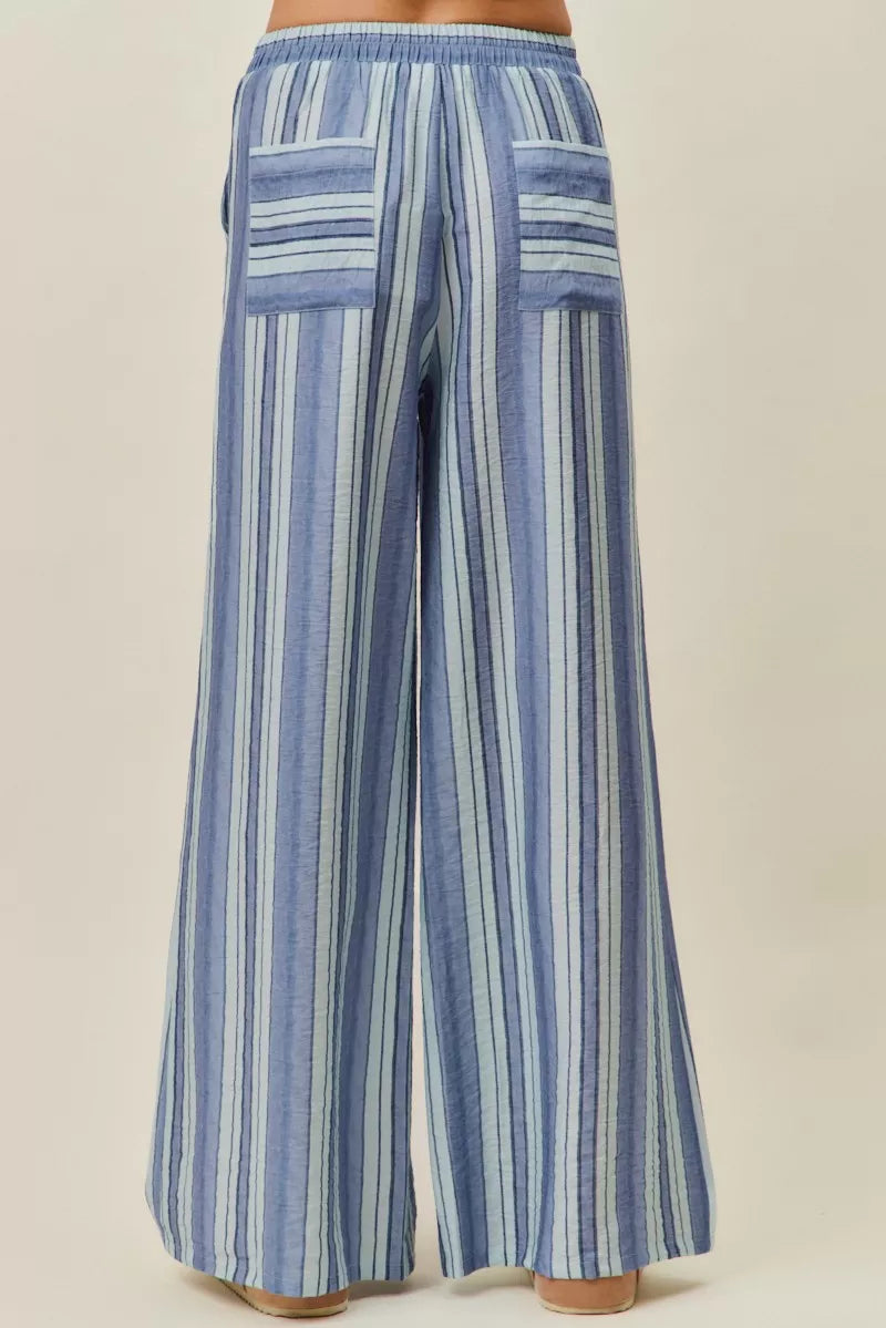 SO ME Stripe Wide Leg Pull On Pants