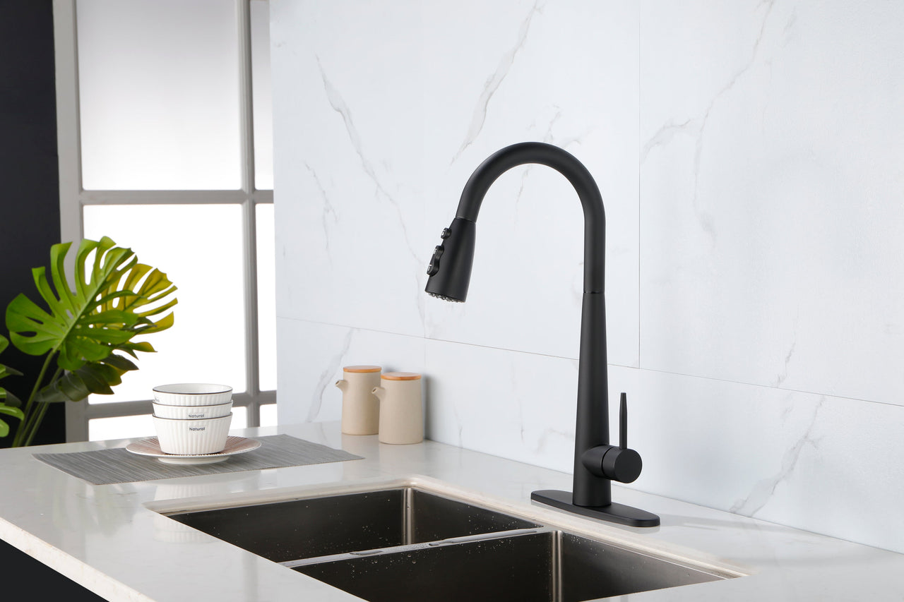 Single Handle Stainless Steel Kitchen Sink Faucet with Pull Down Sprayer