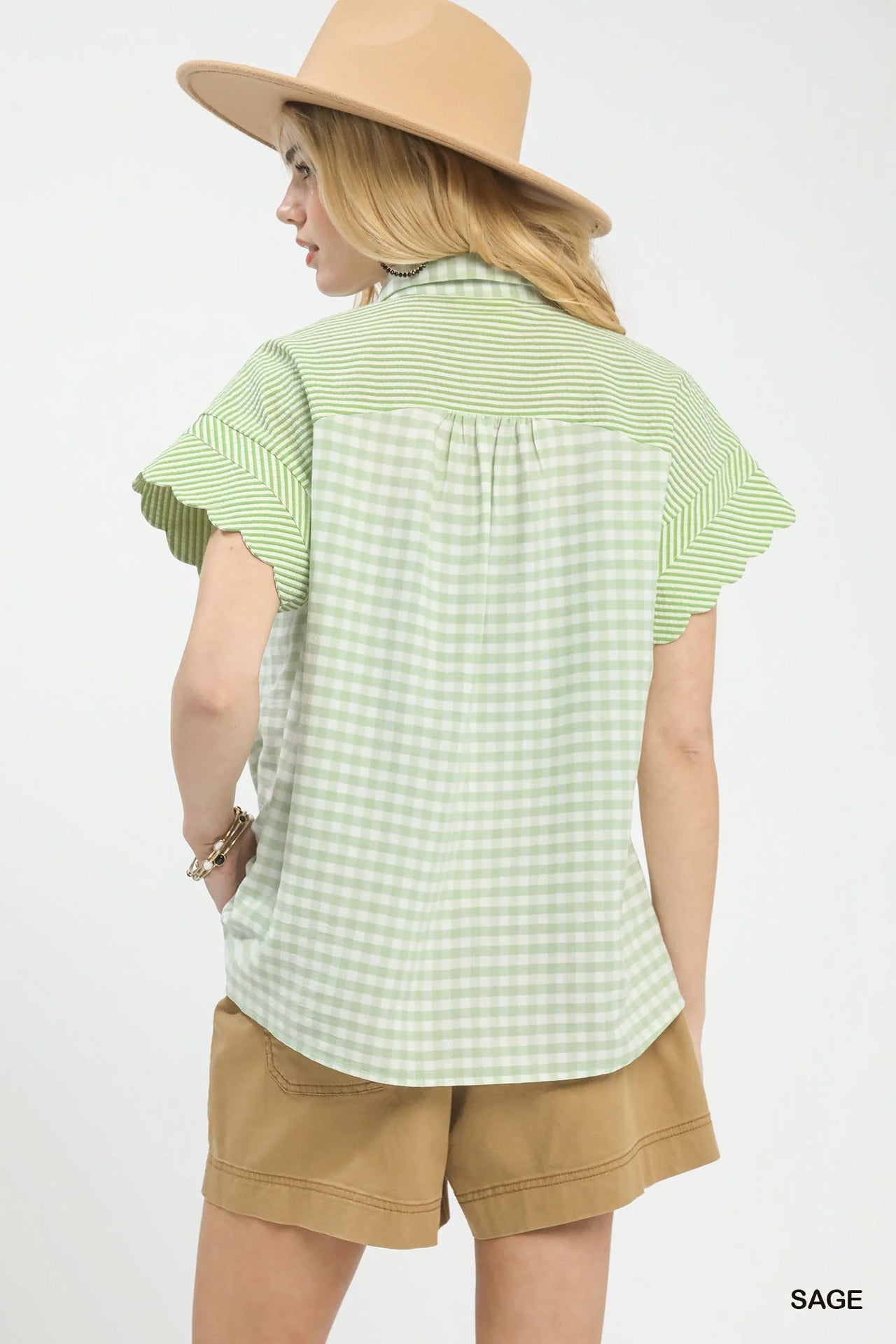 Mixed Gingham Short Sleeve Shirt