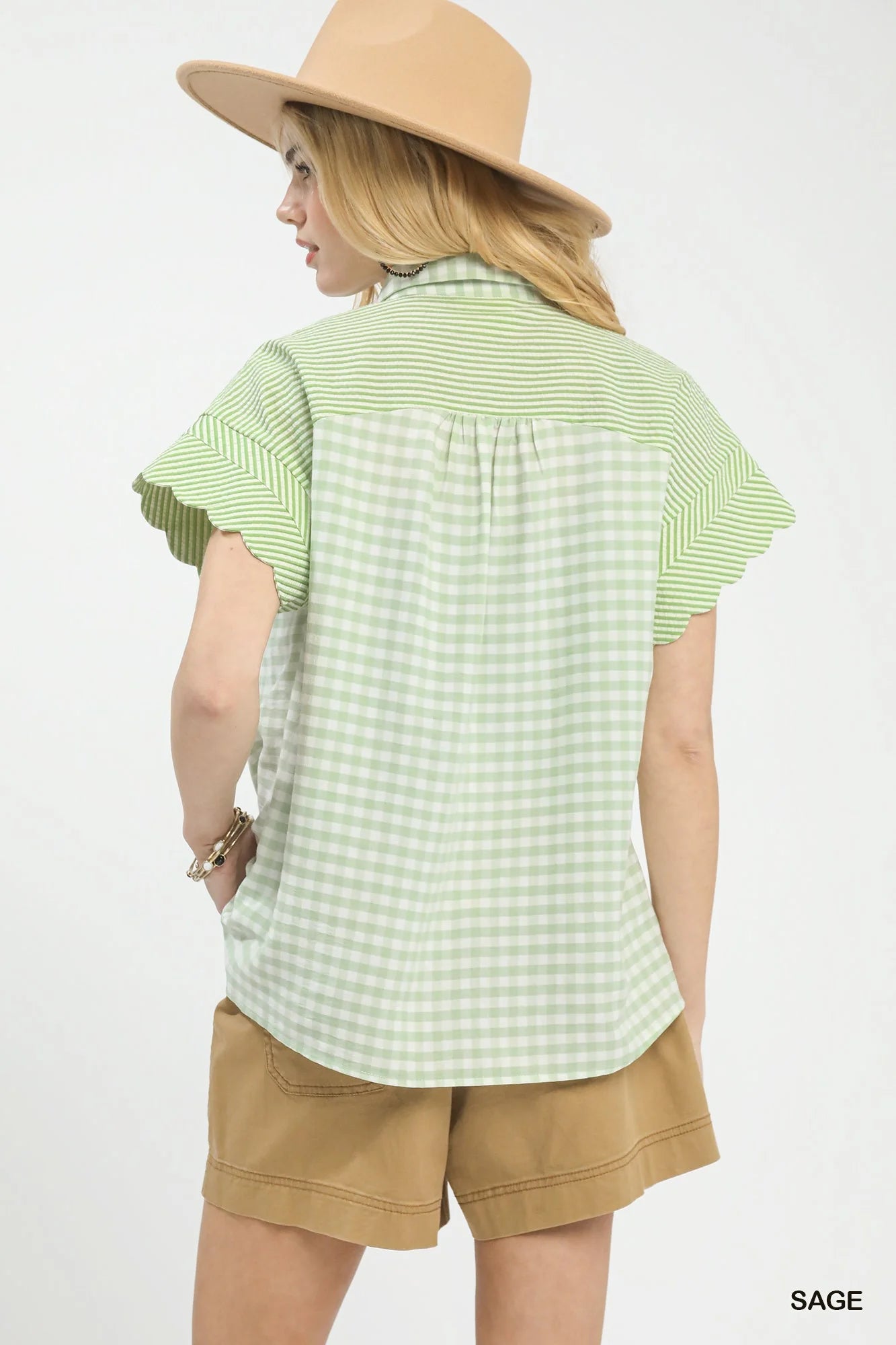 Mixed Gingham Short Sleeve Shirt