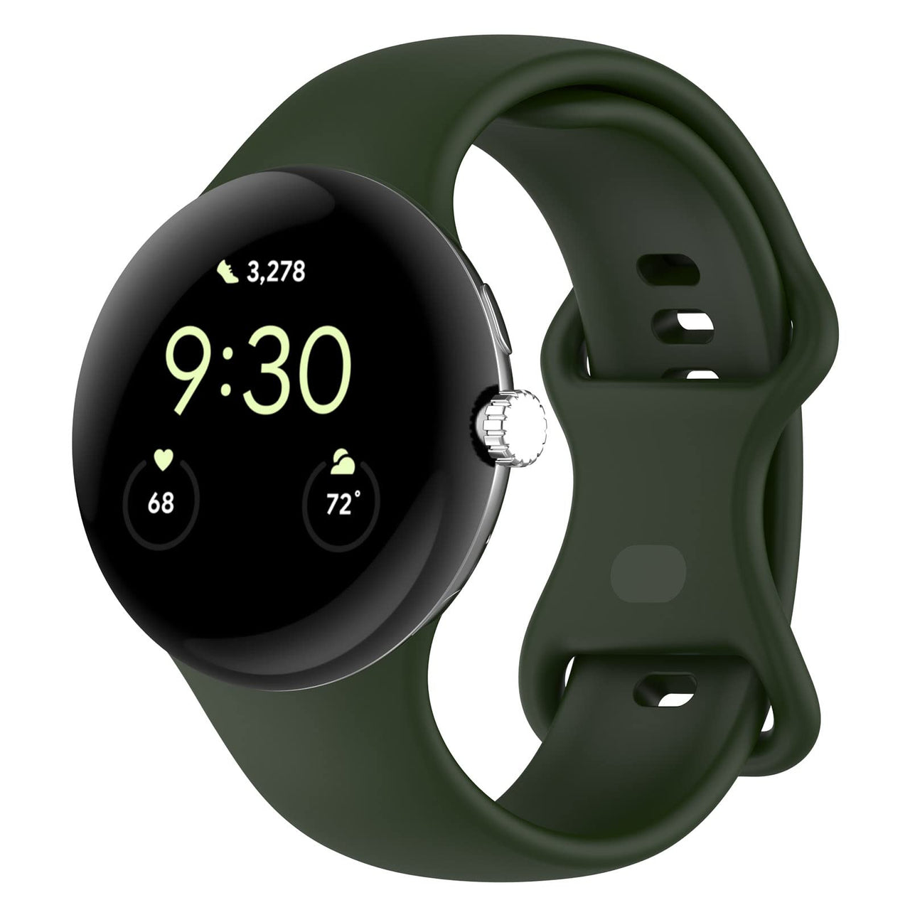 TenCloud Bands Intended for Google Pixel Watch 3 41mm/Pixel Watch 2/Pixel Watch for Pixel Watch Bands Large Silicone Watch Straps for Men 6.3-8.5 inch (Army Green)