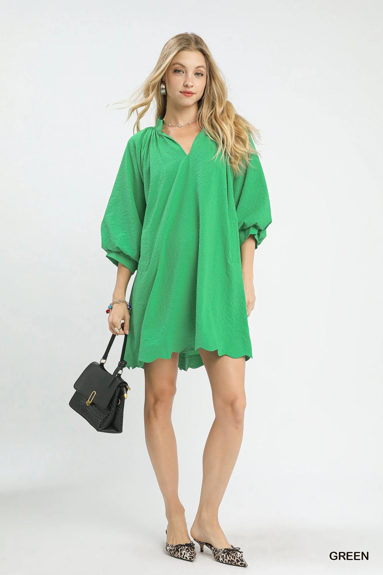 Umgee Textured Pocket Mini Dress