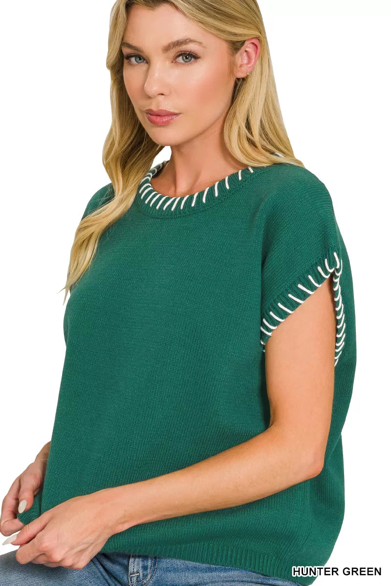 Zenana Stitch Detailed Oversize Sweater