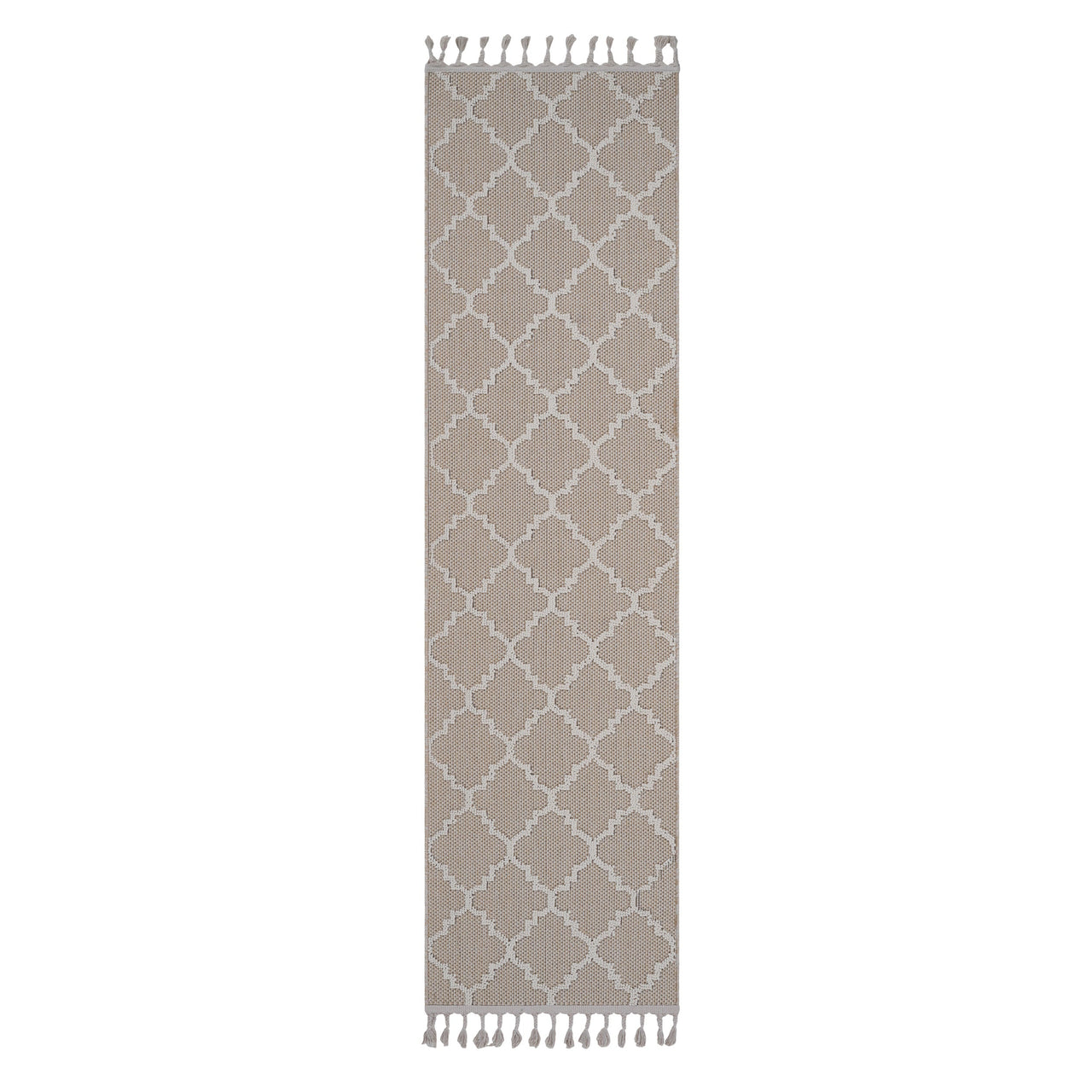 NAAR Guros Collection 2X8 Ivory / Trellis Indoor / Outdoor Runner Rug