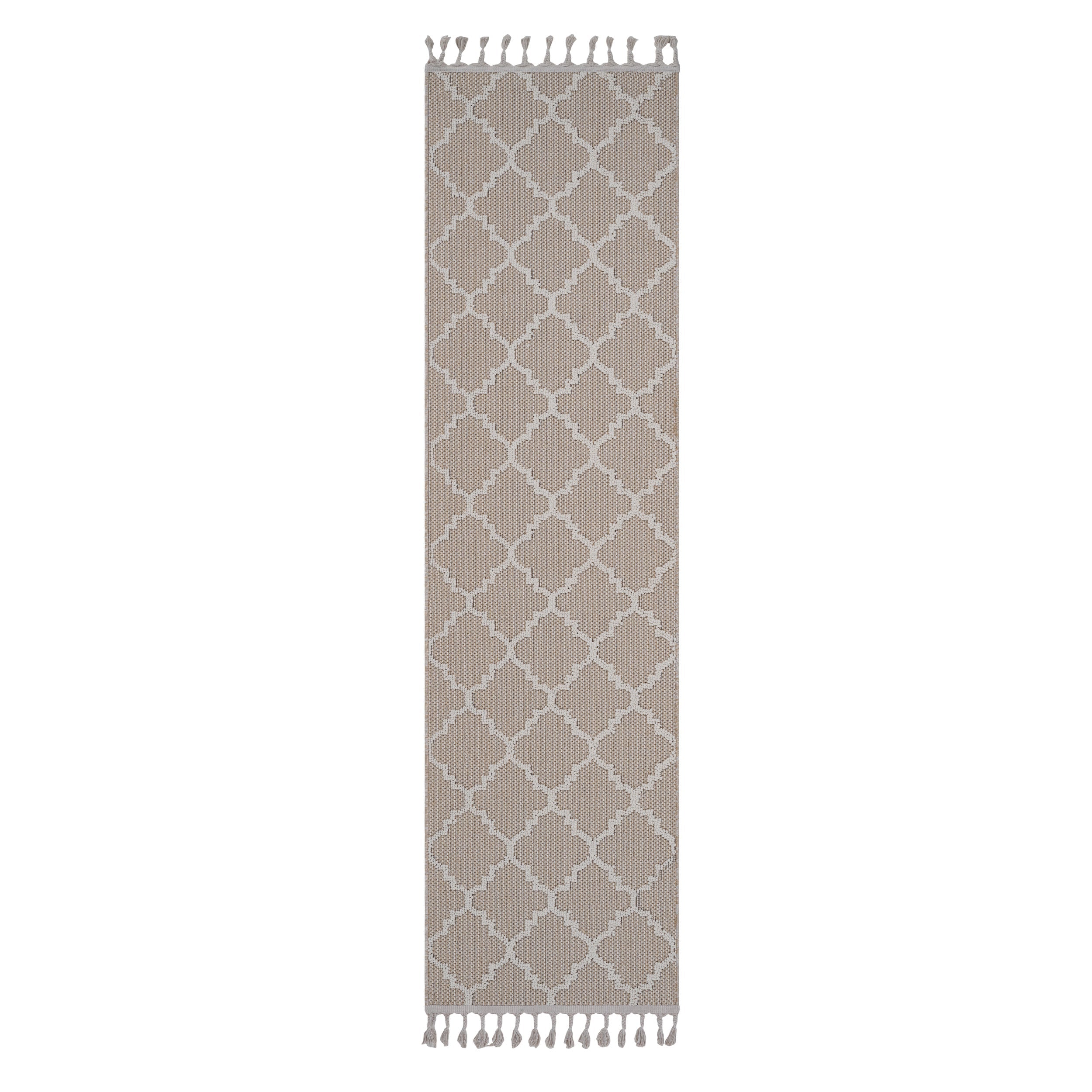 NAAR Guros Collection 2X8 Ivory / Trellis Indoor / Outdoor Runner Rug