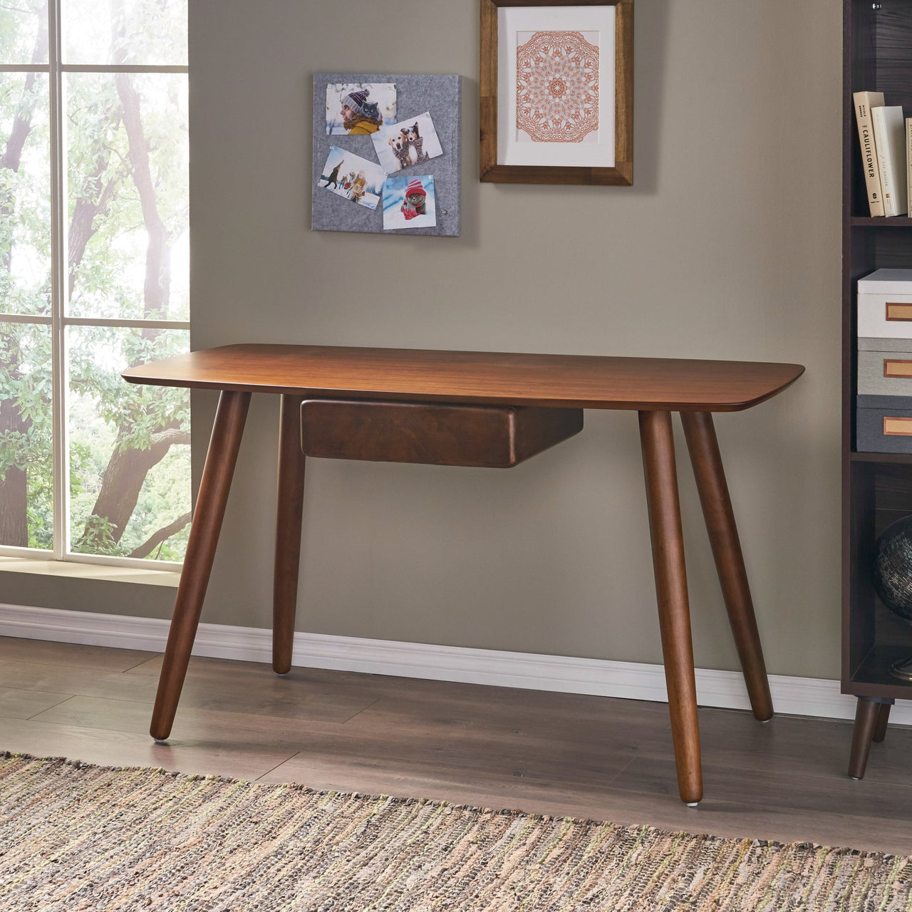 Study Computer Desk,Office Desk, Study Table,Writing Desk with Drawer for Home ,Office Modern Furniture,Walnut Color