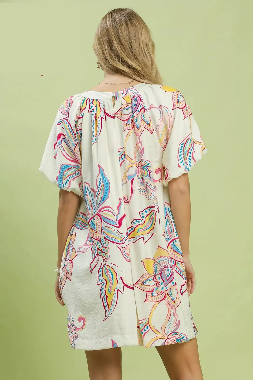 Umgee Boho Floral Print Mini Dress with Pockets