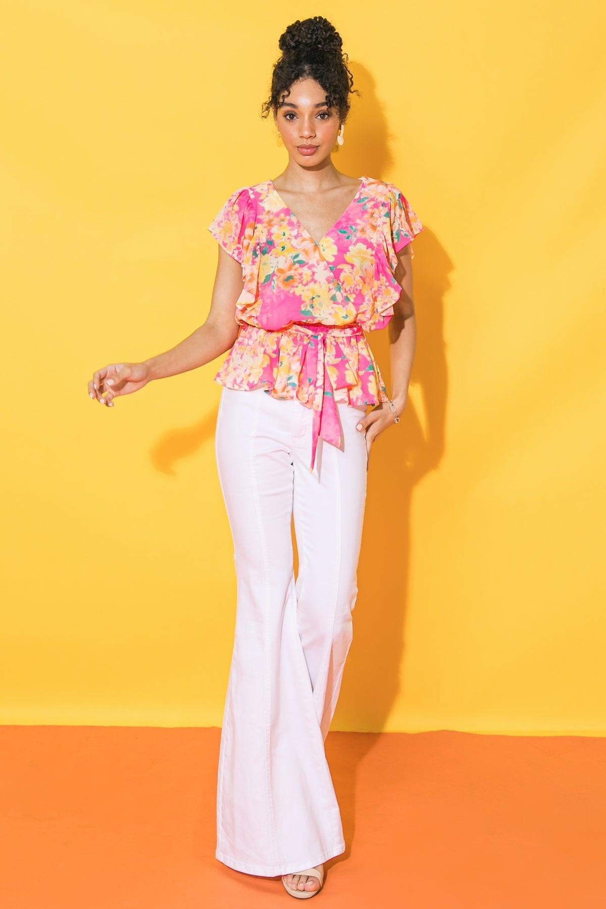 FADED VIEW WOVEN TOP