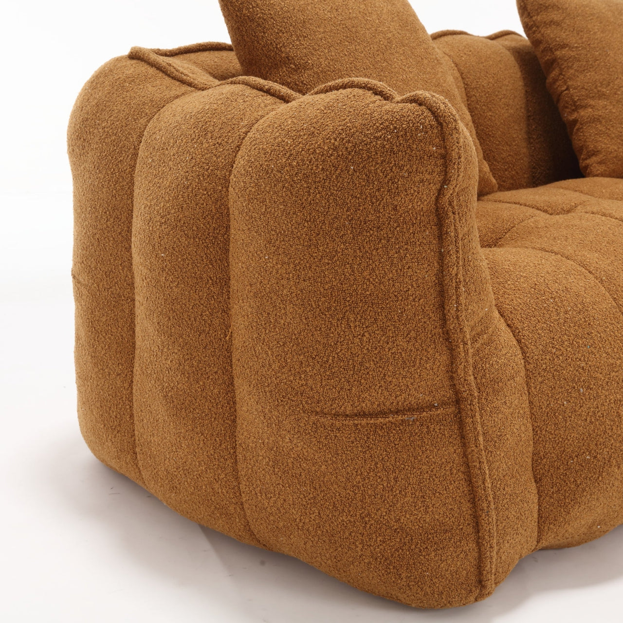 Cozy Beanbag Chair with High Resilience Foam Core for Two - Yellow Chenille, 66x35x25 inches