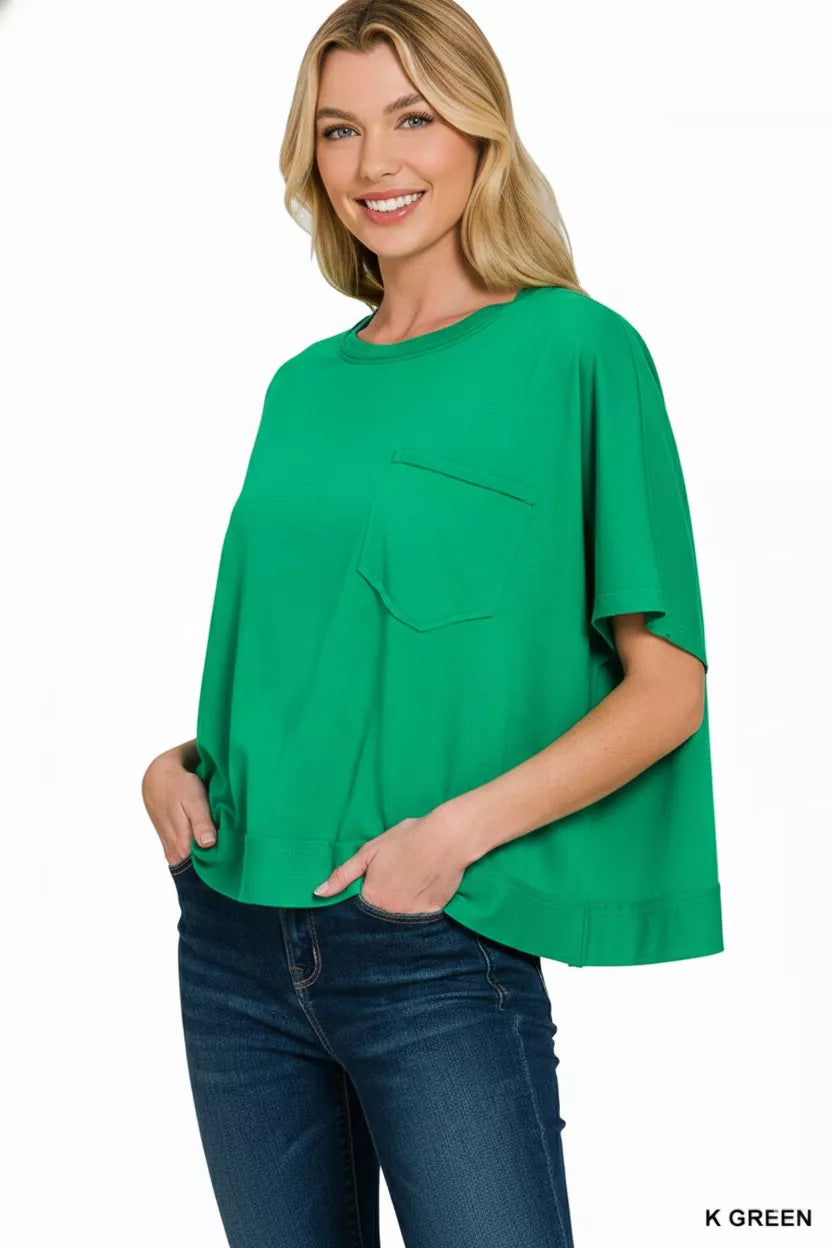Zenana Exposed Seam Boxy Top