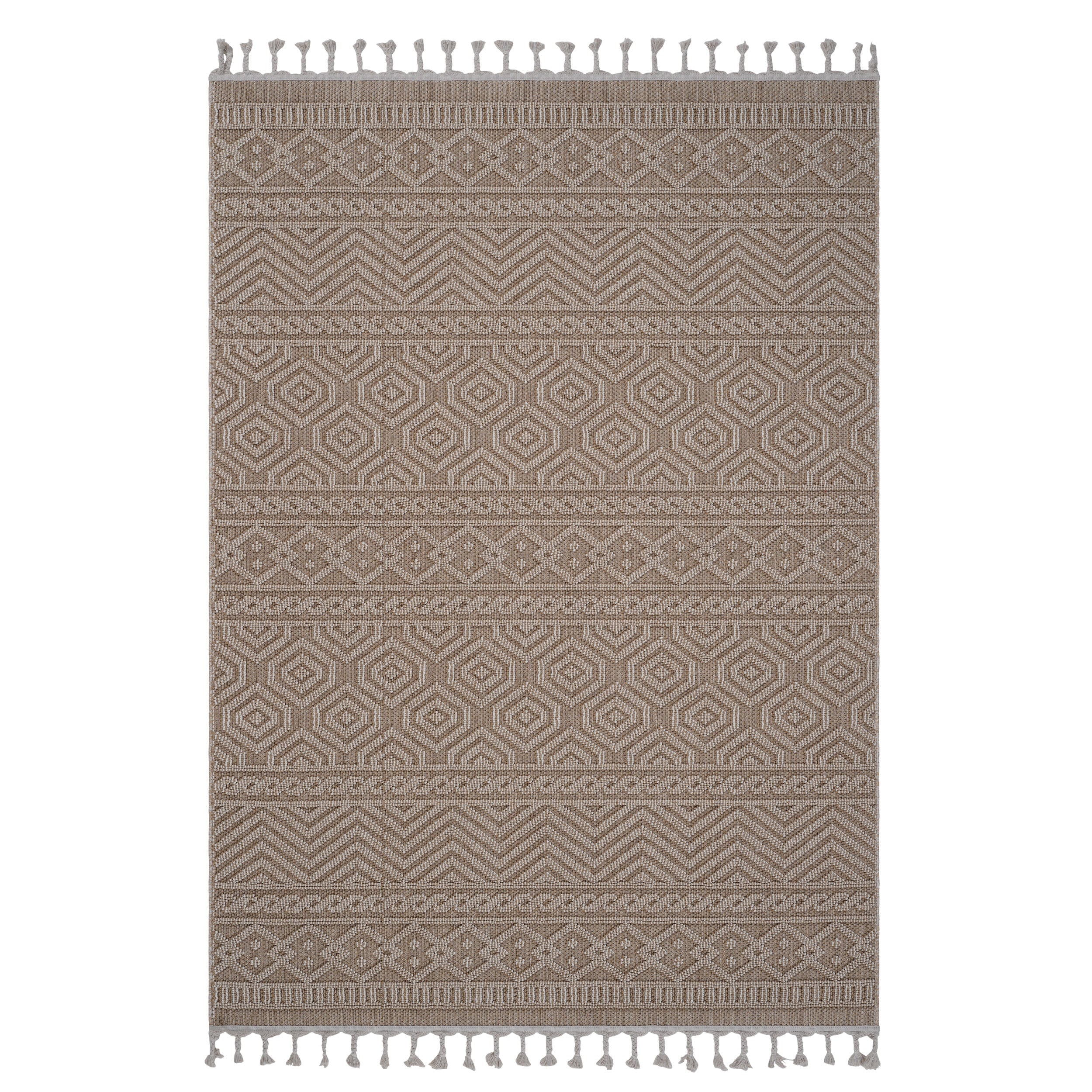 NAAR Guros Collection 6X9 Mocha / Geometric Indoor / Outdoor Area Rug