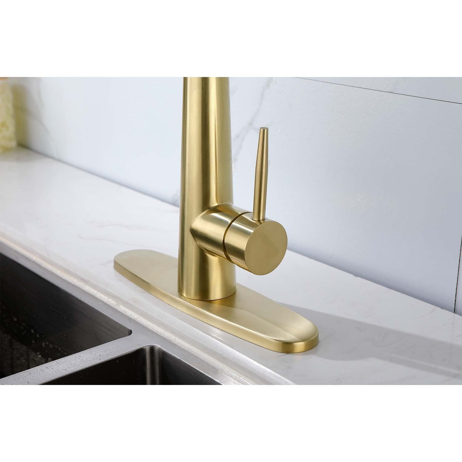 Single Handle Stainless Steel Kitchen Sink Faucet with Pull Down Sprayer