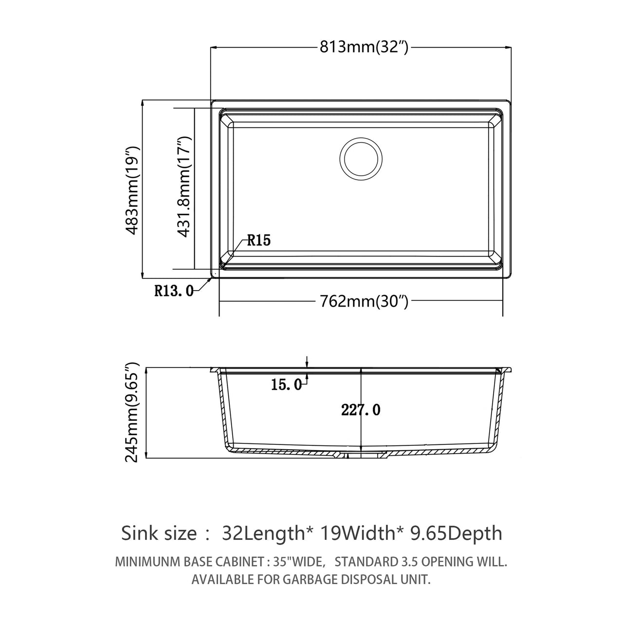 Quartz Kitchen Sink - 32' x 19' White Granite Composite Workstation Undermount Kitchen Sink