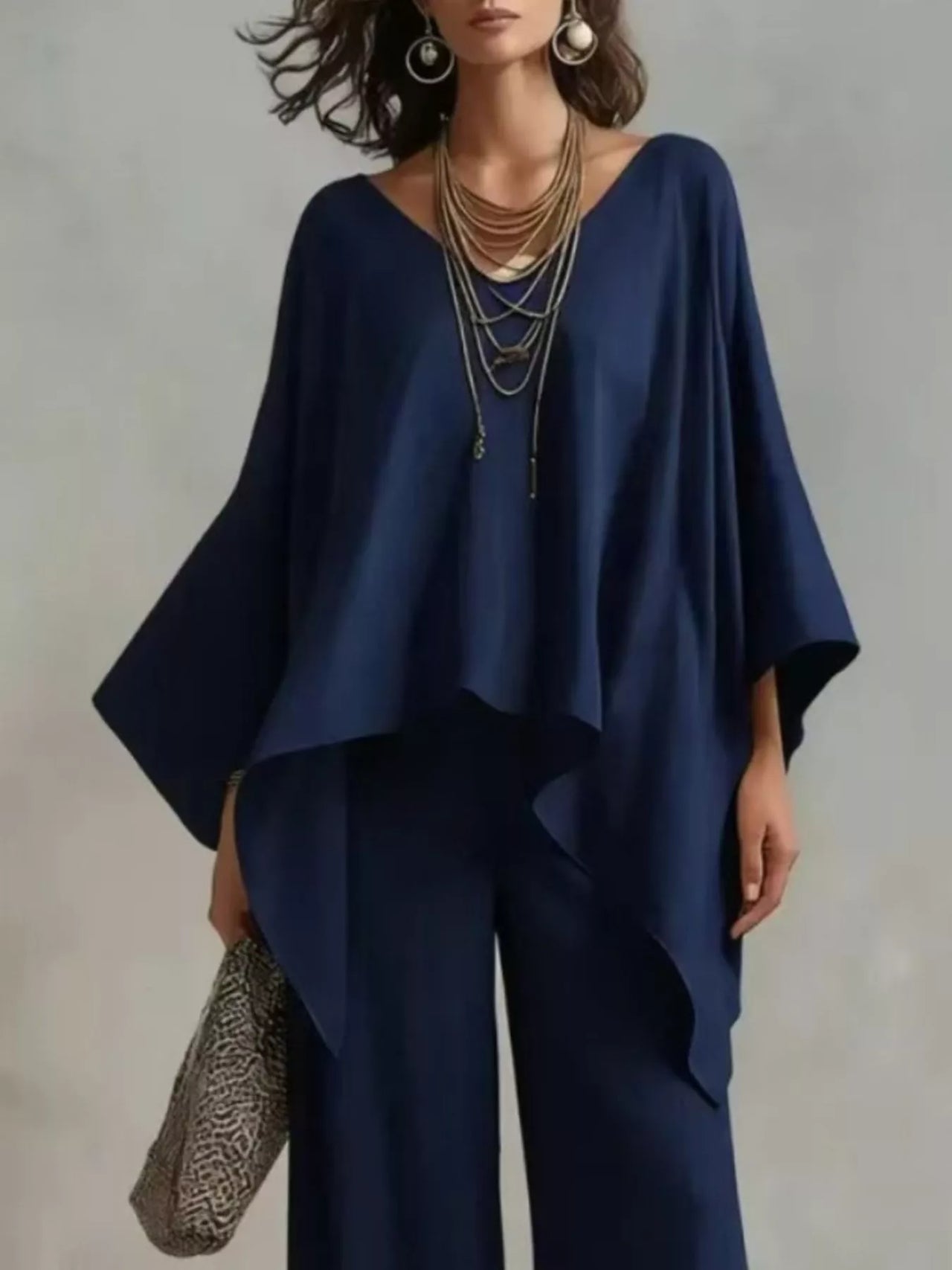 Full Size V-Neck Top and Pants Set Plus Size
