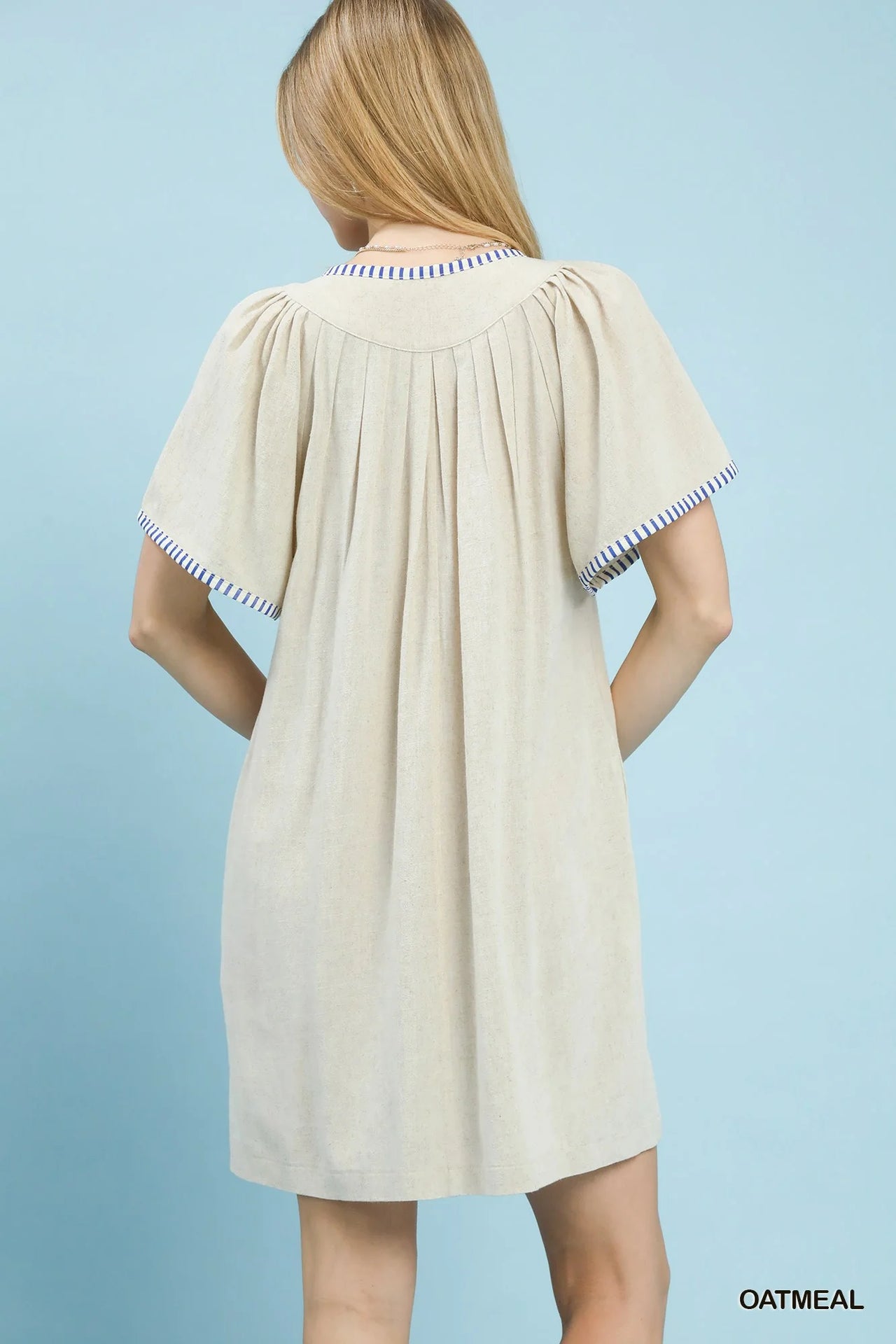 Umgee Linen Trim Tunic Dress