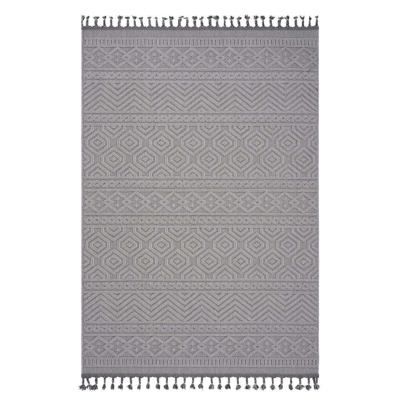 NAAR Guros Collection 4X6 White / Geometric Indoor / Outdoor Area Rug