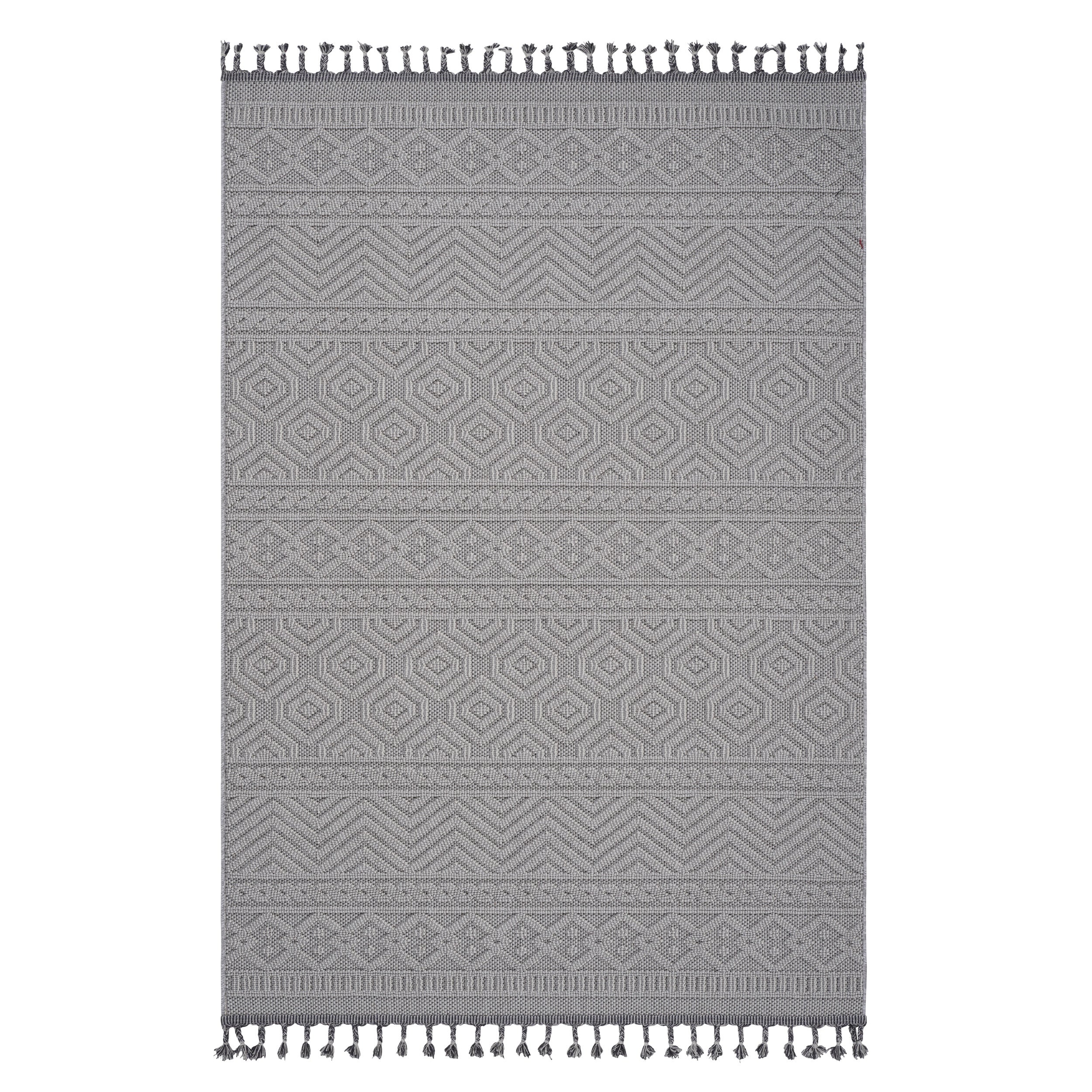 NAAR Guros Collection 4X6 White / Geometric Indoor / Outdoor Area Rug