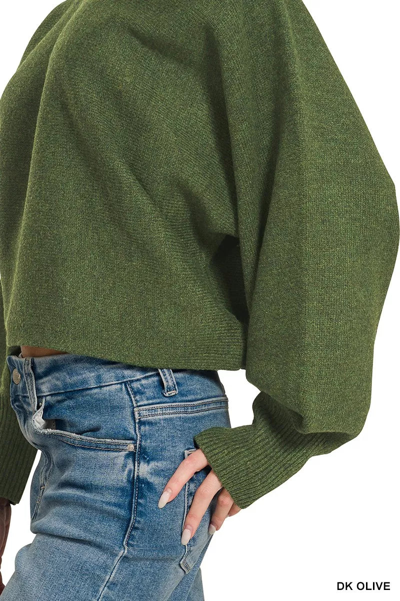 Zenana Boat Neck Balloon Sleeve Sweater