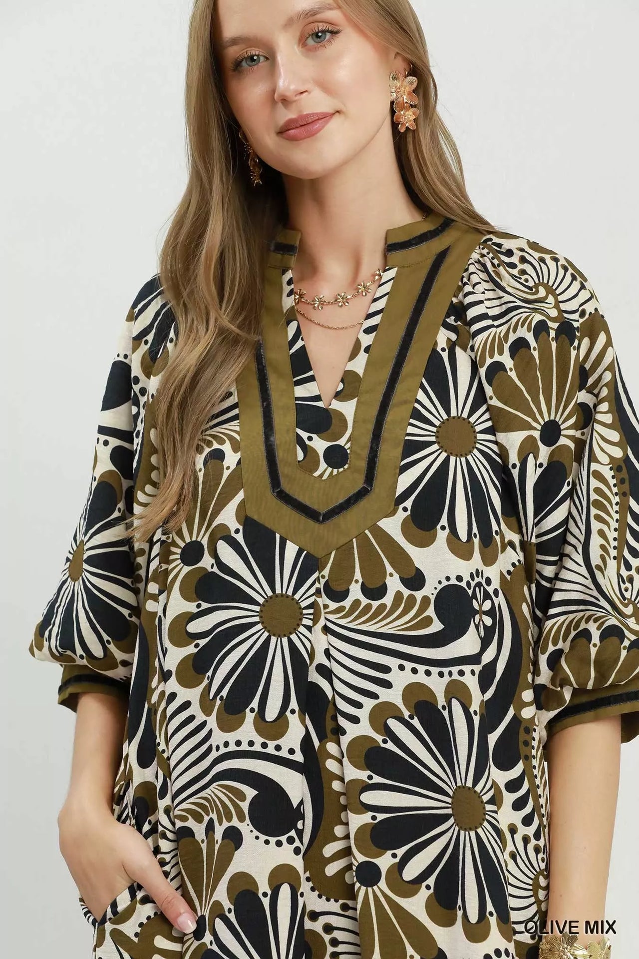Umgee Abstract Print Midi Dress