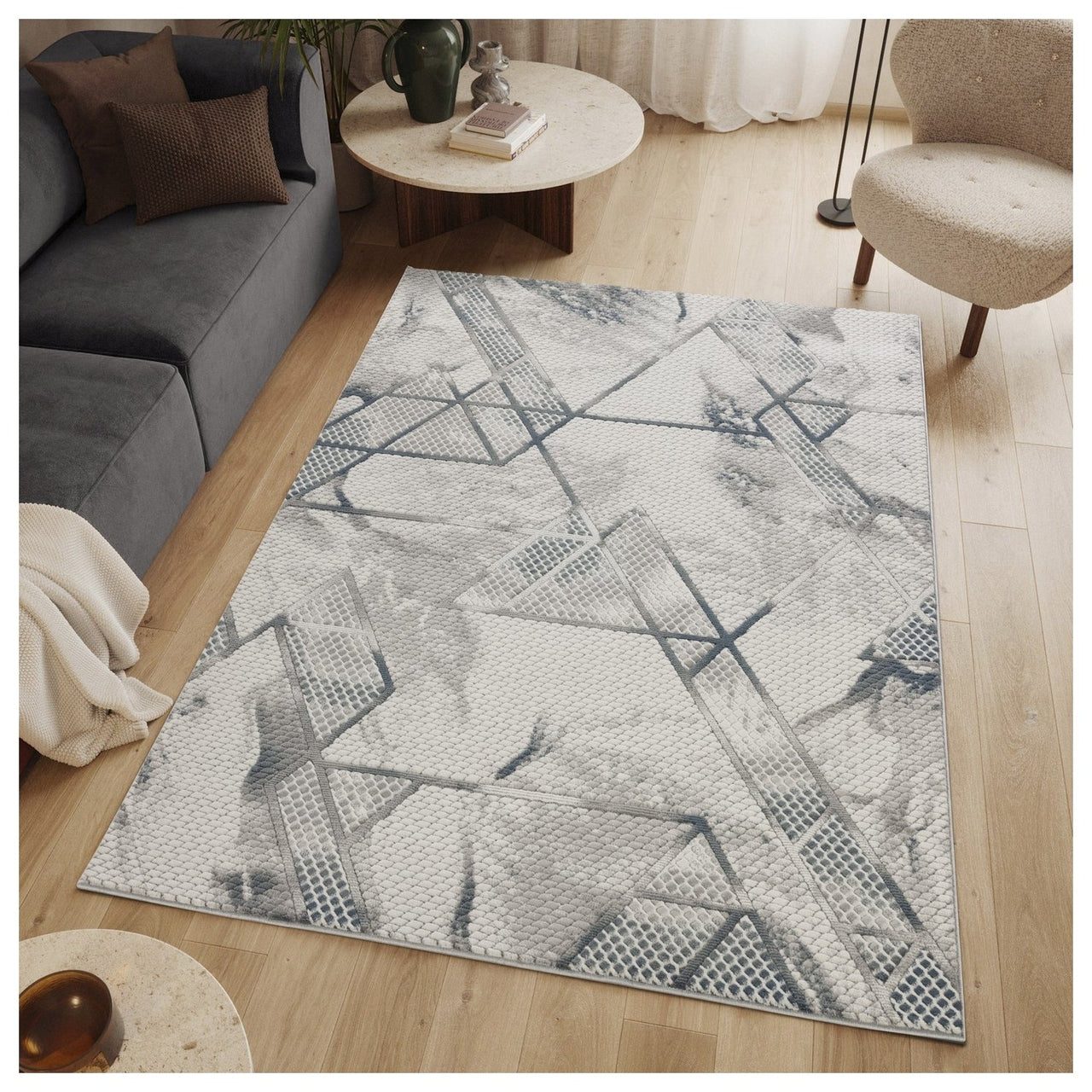 Geometrix GC_DIM1006 Gray 7 ft. 10 in. x 10 ft. 6 in. Contemporary Area Rug with Geometric 3D Effect