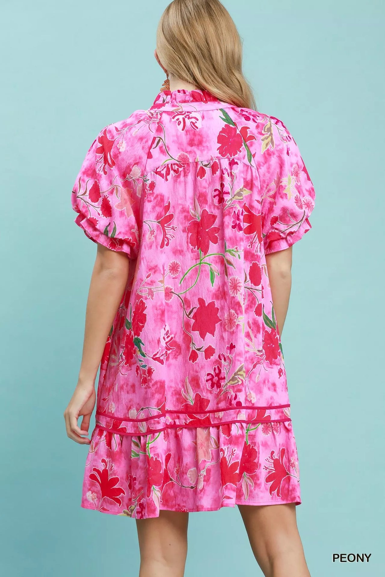 Umgee Floral Ruffle Hem Mini Dress