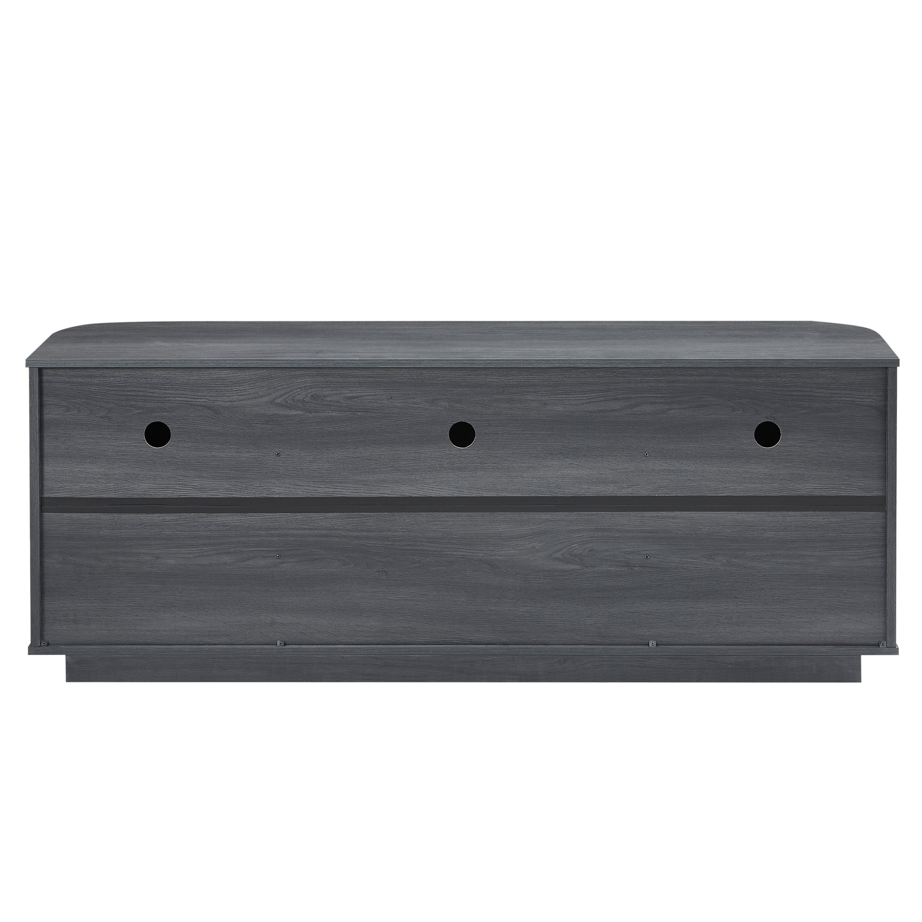 Modern 64-Inch Wavy TV Cabinet with LED Lights, Black, Particleboard and MDF, 64''W x 15''D x 24''H