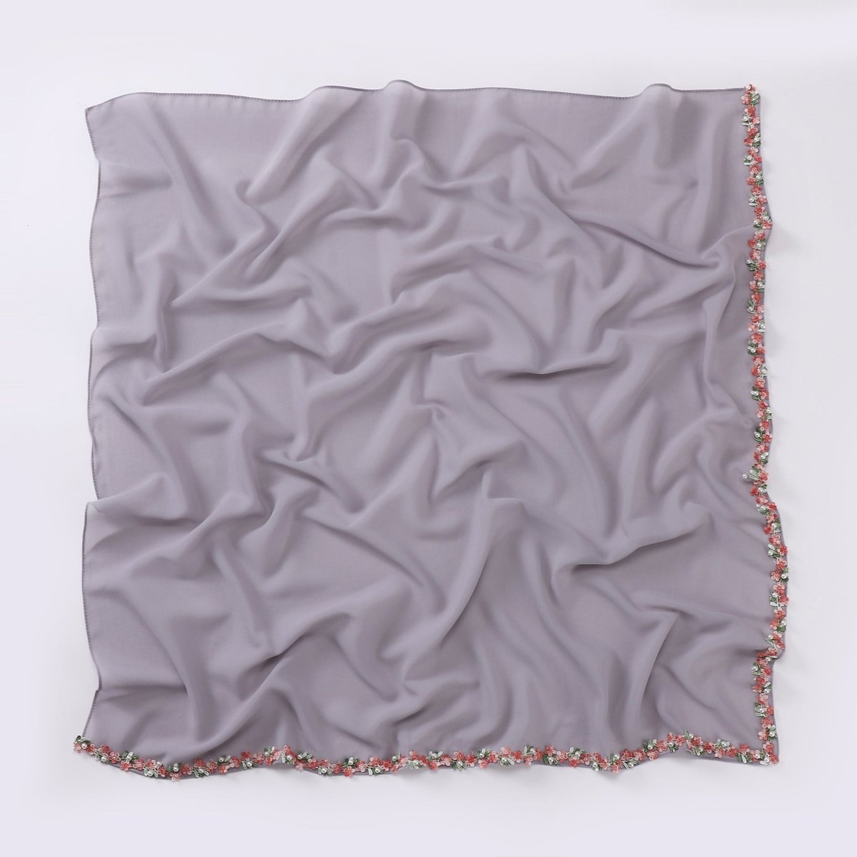 Floral Embellished Chiffon Hijab Scarf (MH221)