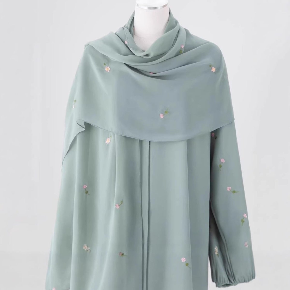 Floral Embroidered Abaya & Hijab Set(MOA248)