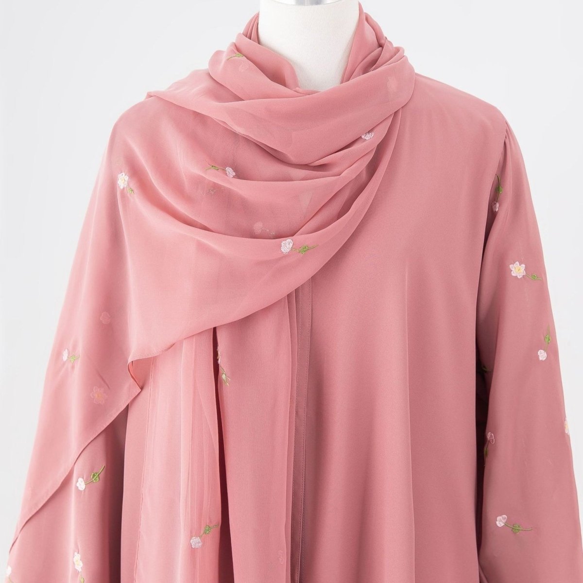 Floral Embroidered Abaya & Hijab Set(MOA248)
