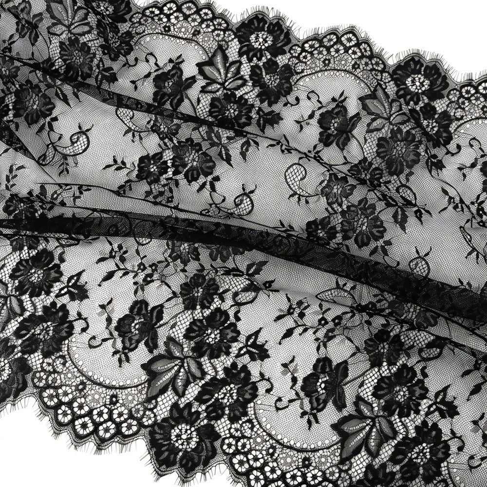 Floral Lace Hijab with Eyelash Fringe Edge(MH237)