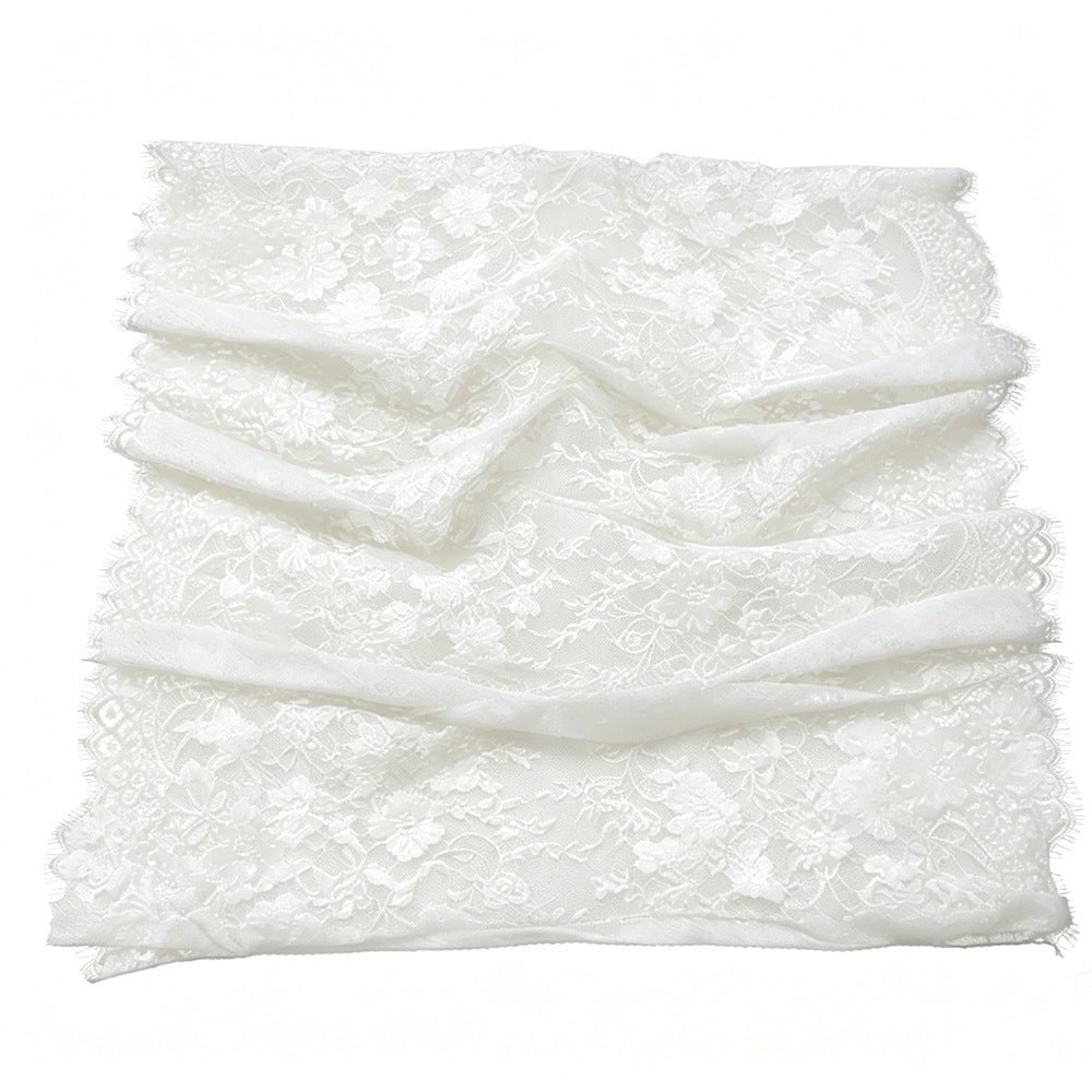 Floral Lace Hijab with Eyelash Fringe Edge(MH237)