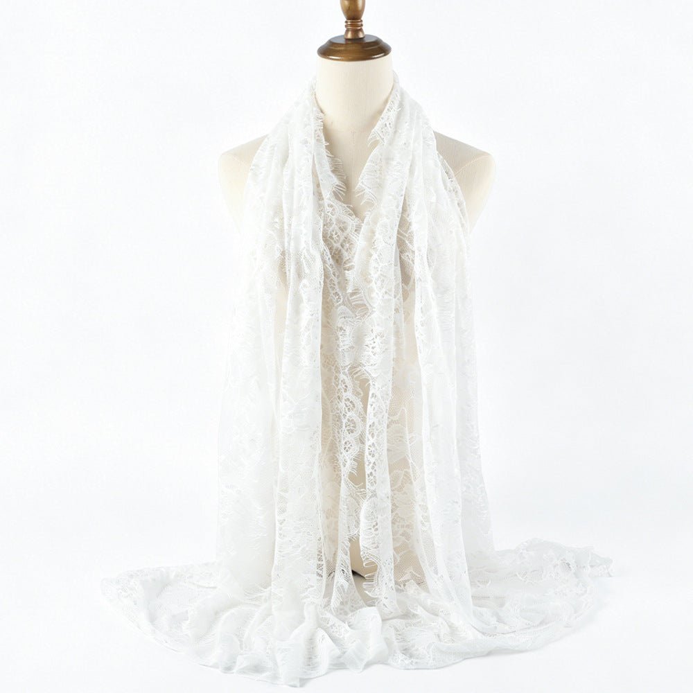 Floral Lace Hijab with Eyelash Fringe Edge(MH237)