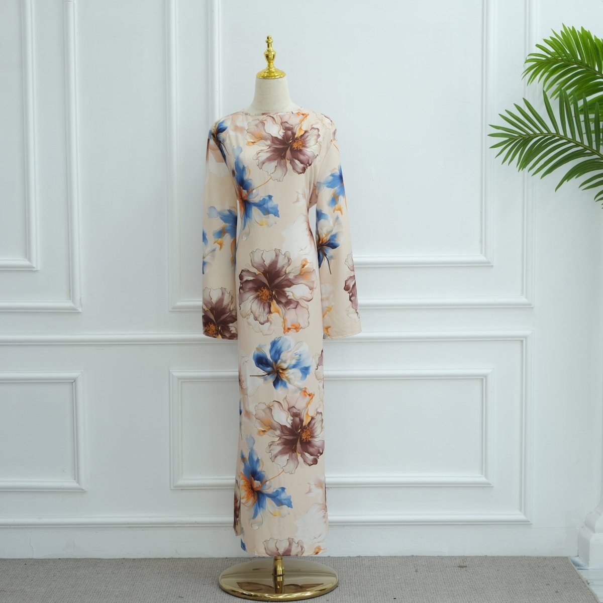 Floral Print Abaya with Bell Sleeves(MA332)