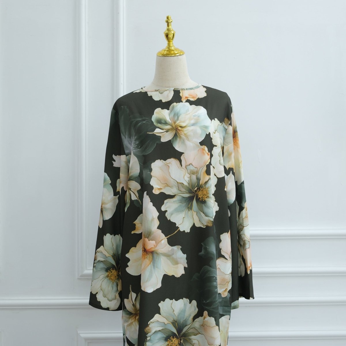 Floral Print Abaya with Bell Sleeves(MA332)