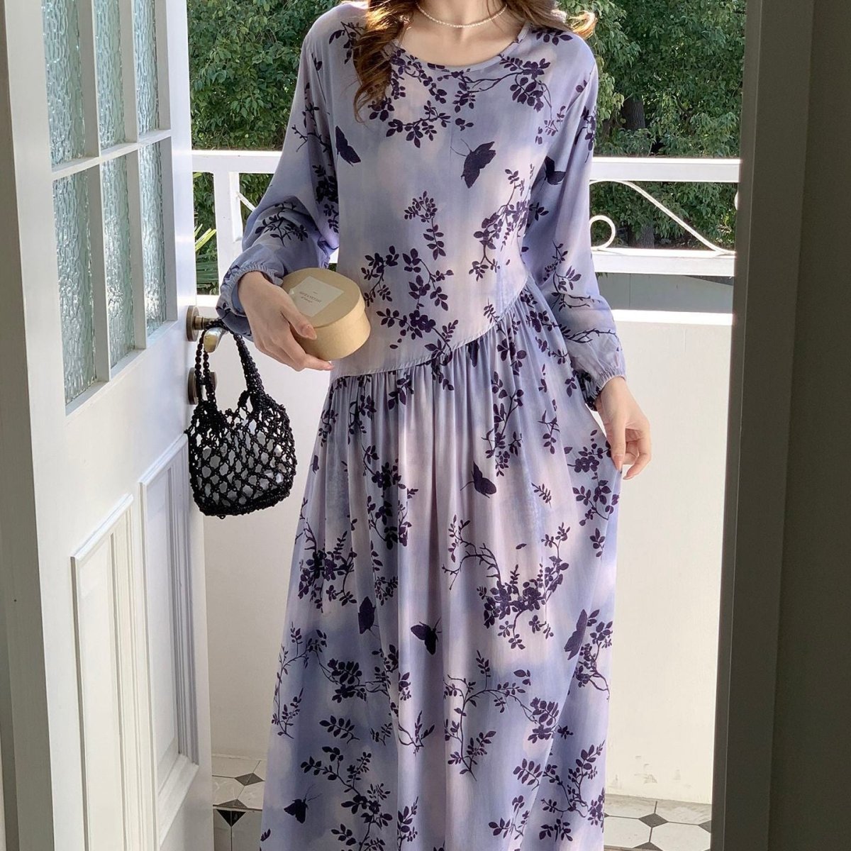 Floral Print Maxi Dress(MS425)