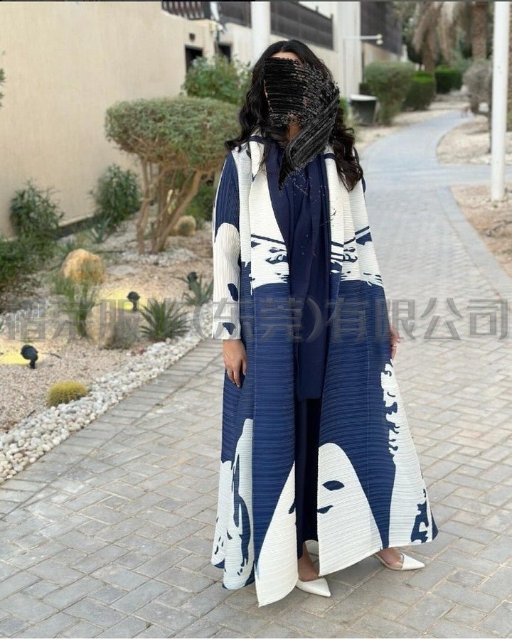 Floral Print Muslim Trench Coat - Modest Commuter Jacket Cape Robe(MOA212)