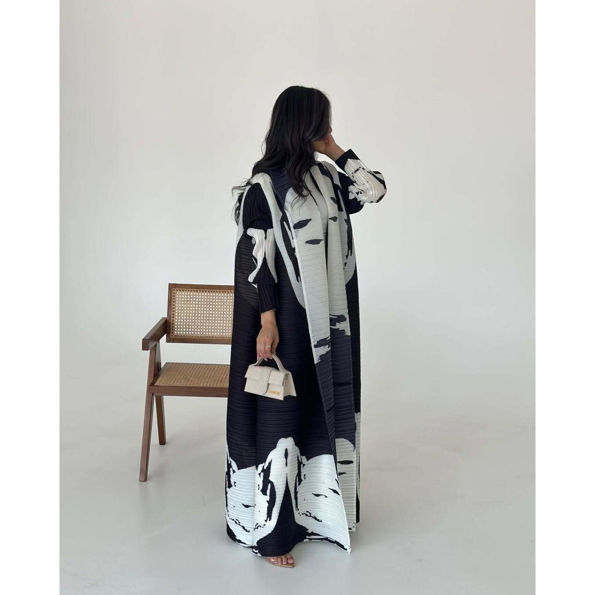 Floral Print Muslim Trench Coat - Modest Commuter Jacket Cape Robe(MOA212)