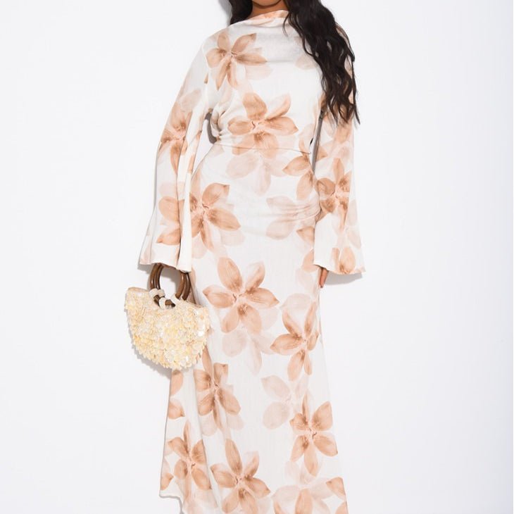 Floral Print Washed Crinkle Maxi Dress(MS437)