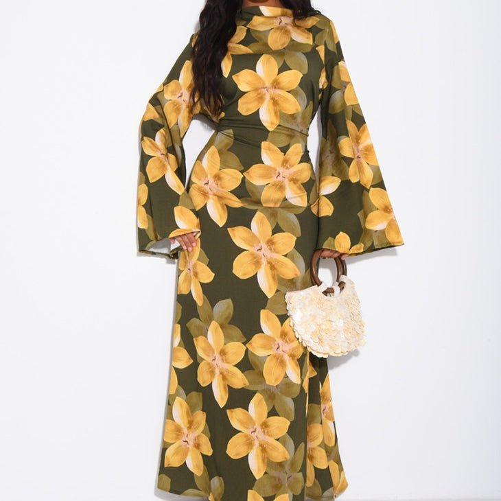 Floral Print Washed Crinkle Maxi Dress(MS437)