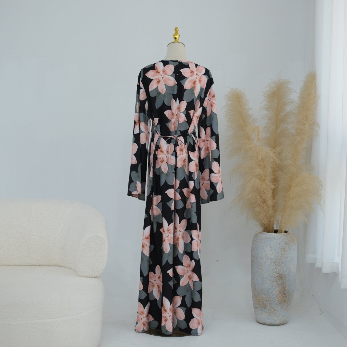 Floral Print Washed Crinkle Maxi Dress(MS437)