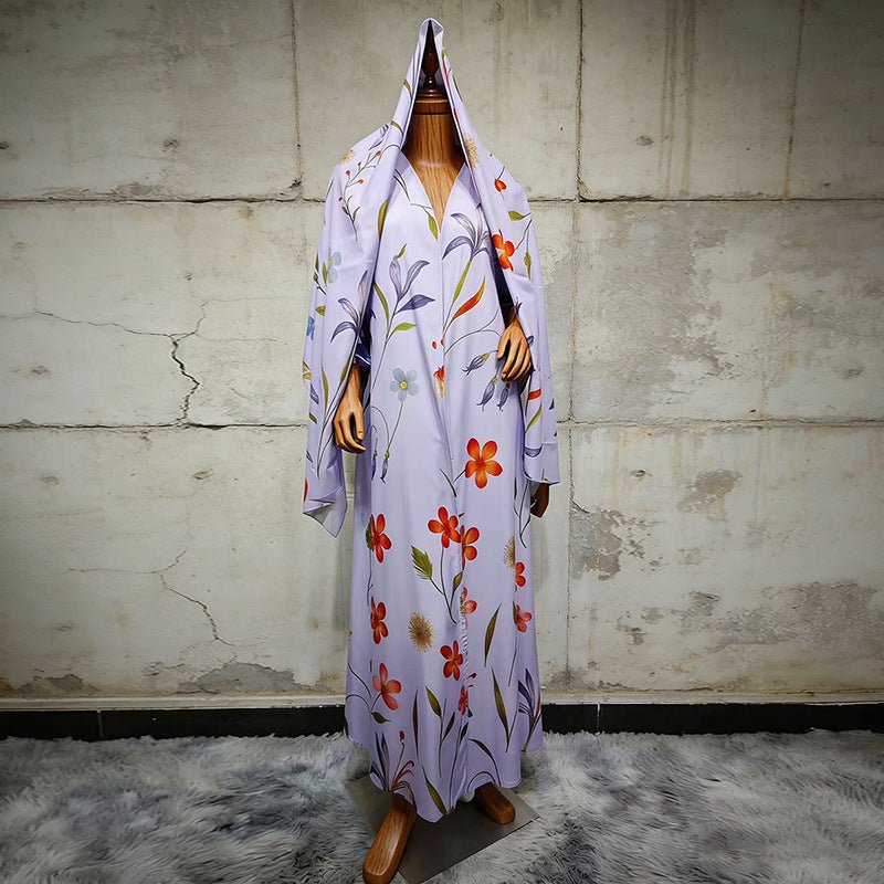 Floral Printed Oversized Abaya with Hijab (MOA297)