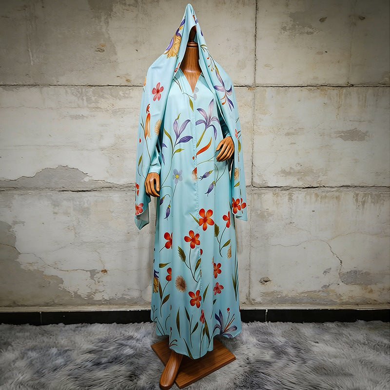 Floral Printed Oversized Abaya with Hijab (MOA297)