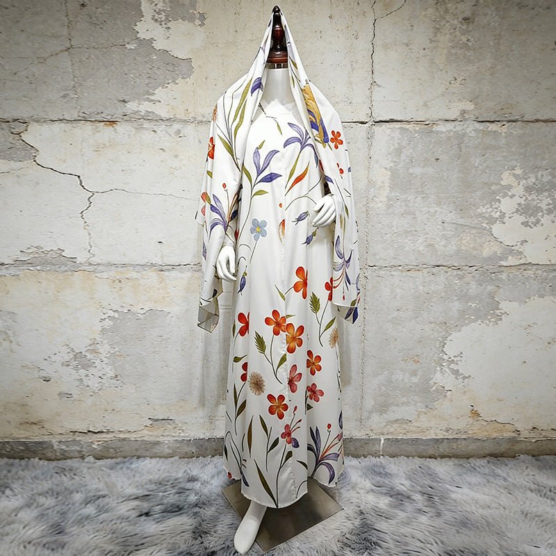 Floral Printed Oversized Abaya with Hijab (MOA297)