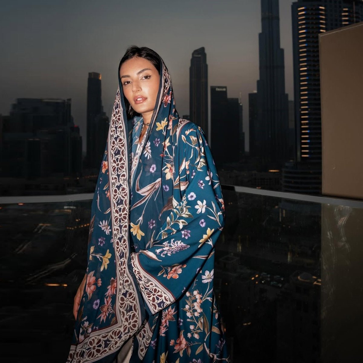 Floral Printed Abaya Set with Hijab (MOA267)